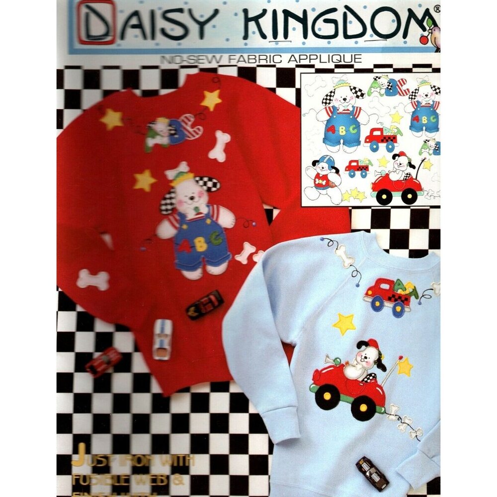 Vintage 90s Daisy Kingdom No Sew Applique Patterns 6217 ABC Puppy